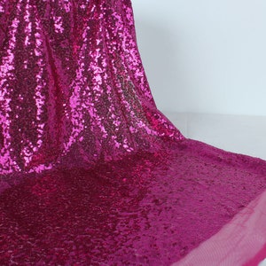 Fuchsia pink Glitz Sequin Fabric Embroidery Shinny Wedding Decoration Dress 50&quot; Wide Other colors available