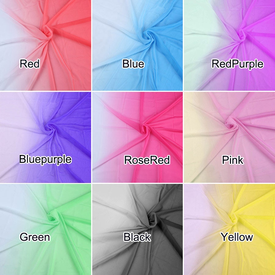 1 Yard shade chiffon ombre material 2 tone 100D chiffon gradient tissu flowing evening dress fabric for wedding gowns