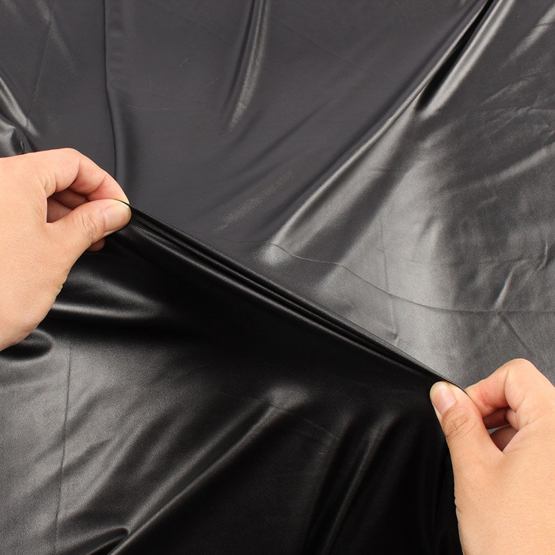 4 Way Stretch High Elastic Black Faux Leather PU Fabric Material