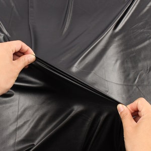 4 way Stretch High Elastic Black Faux Leather PU fabric material for clothes shorts Knit spandex backing  140cm - 1 yard
