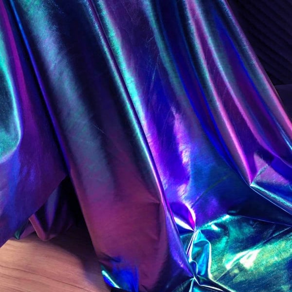 Iridescent blue/green/purple Spandex Fabric stretch fabric for DIY stage cosplay costume 150cm wide sold by Yard