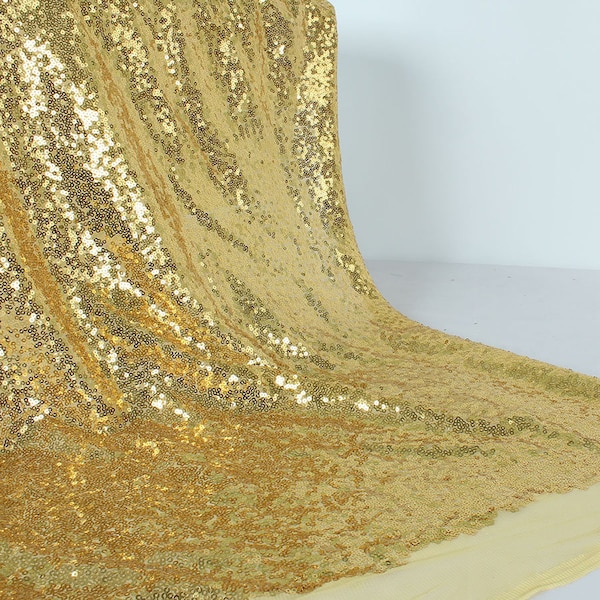 Oro Lentejuela Tela Glitz Bordado Shinny Vestido de Decoración de Novia 50" Ancho Otros colores disponibles