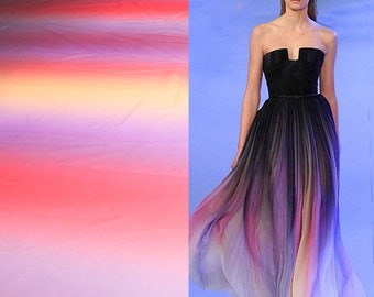 Imitated silk fabric changing shade 100d chiffon fabric sheer Gradual color gowns dress material 150cm wide by yard