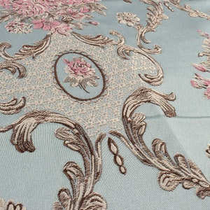 Tissu d'ameublement brocart floral classique, 1 mètre, tissu damassé jacquard, vêtements épais, rideau de 145 cm de large image 5