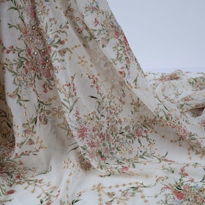 Eyelet Embroidery Chiffon Fabric Floral 58 inch Wide, Sold By The Yard