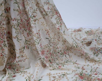 Eyelet Embroidery Chiffon Fabric Floral 58 inch Wide, Sold By The Yard