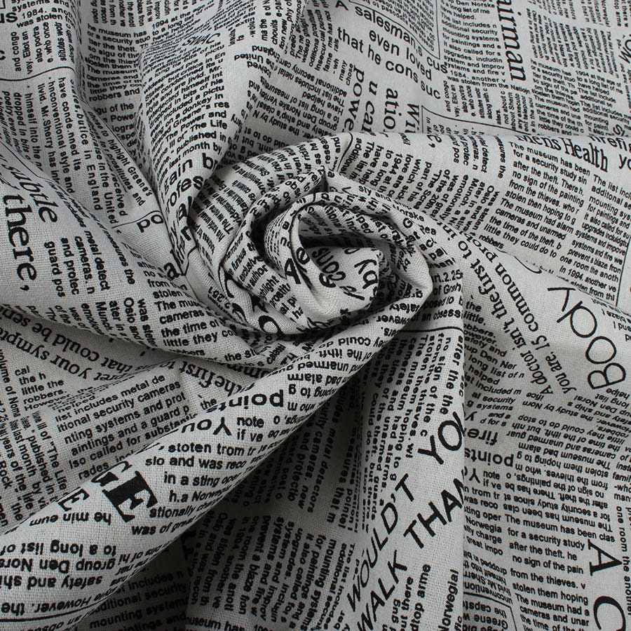 1m1.5m Upholstery Cotton Linen Blend Fabric Newspaper | Etsy