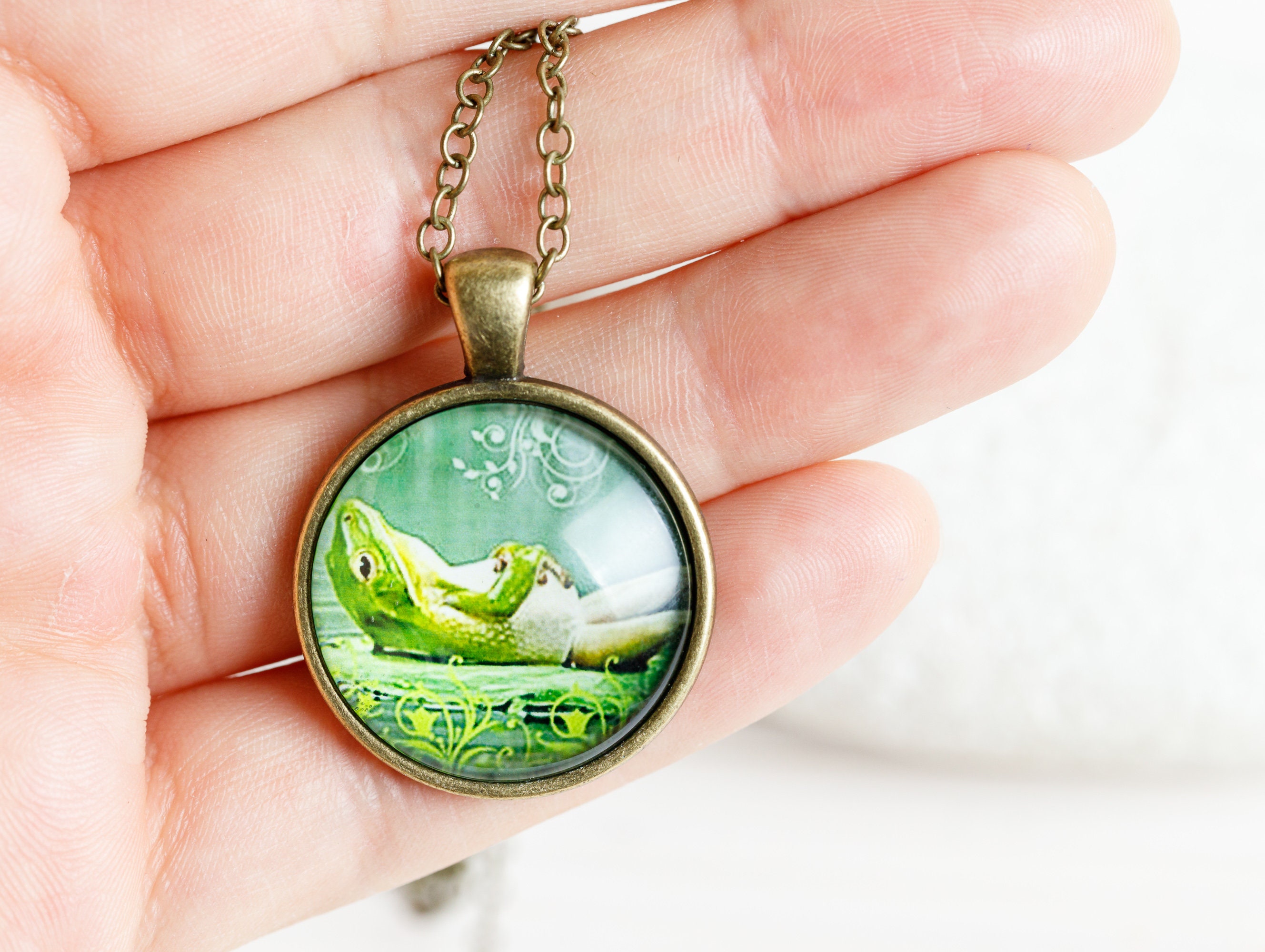 Frog Necklace Frog Charm Frog Jewelry Nature Inspired Etsy