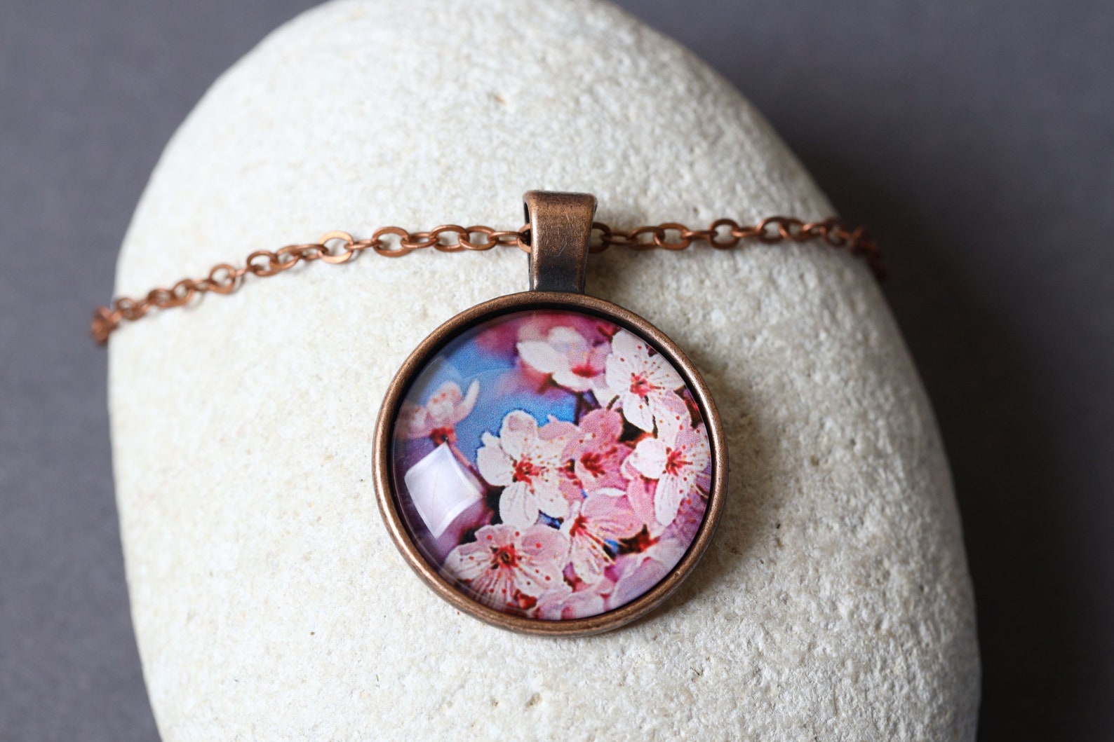 Sakura necklace cherry blossom pendant flower necklace Etsy