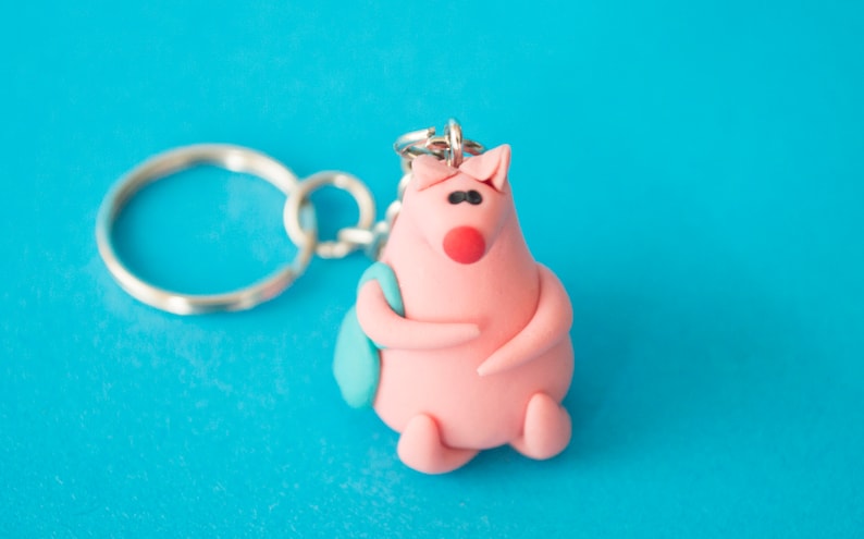 Cute pink polymer clay rat keychain Handbag rat charmTiny mouse gift for rat lovers Handbag rat charm Mom/'s gift mother/'s day gift