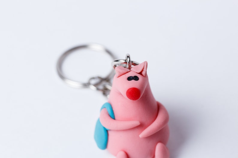 Cute pink polymer clay rat keychain Handbag rat charmTiny mouse gift for rat lovers Handbag rat charm Mom/'s gift mother/'s day gift