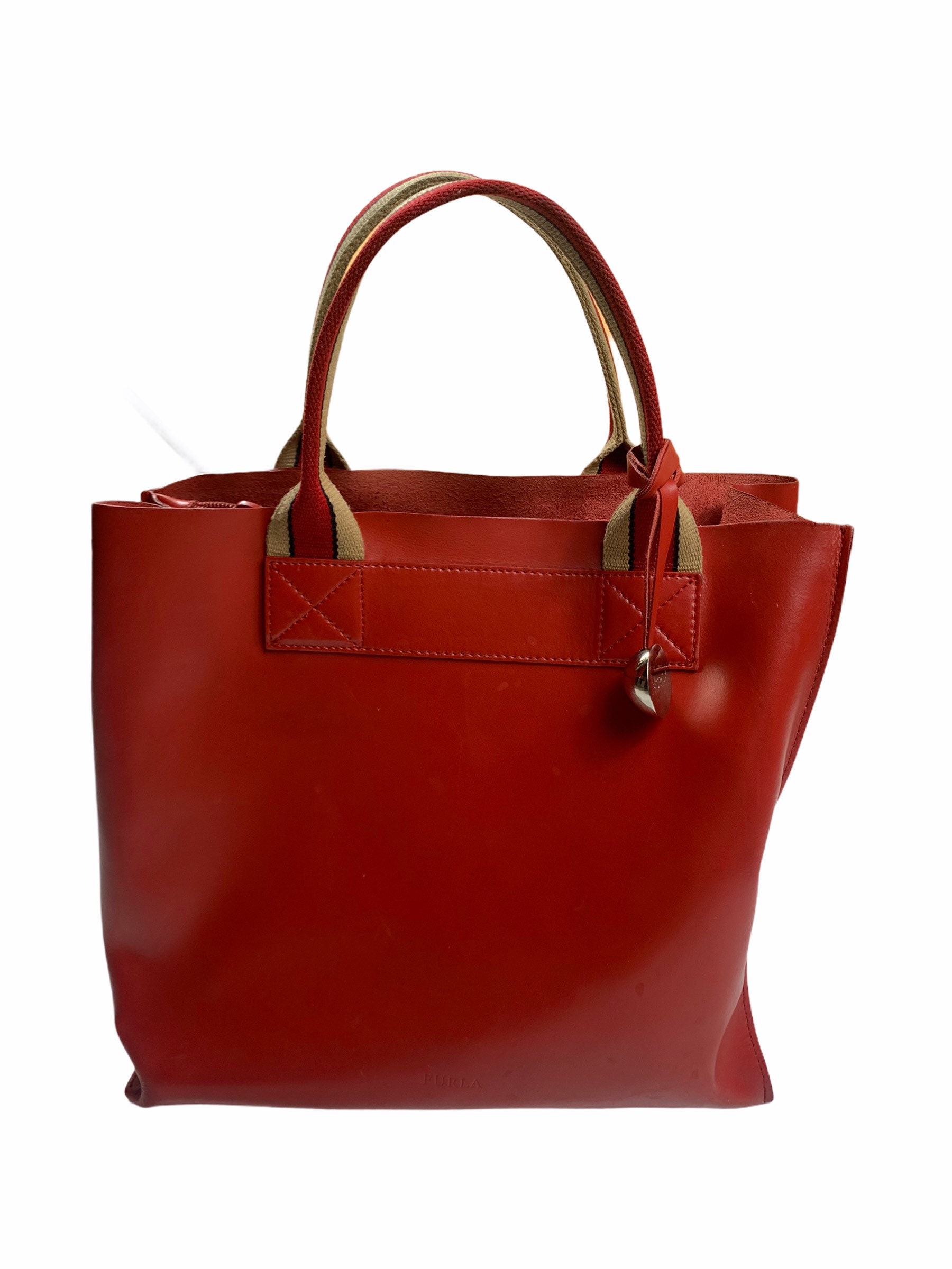 Vintage Furla leather bag tote shoulder bag red Etsy
