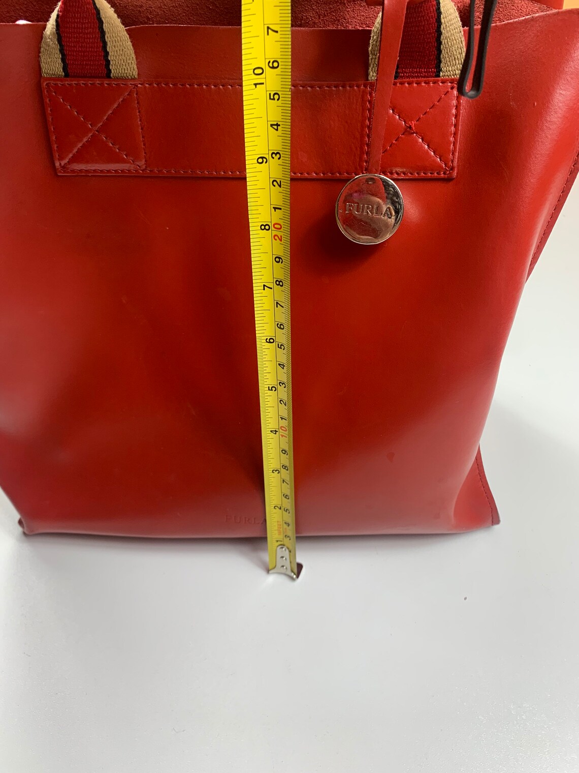 Vintage Furla leather bag tote shoulder bag red Etsy