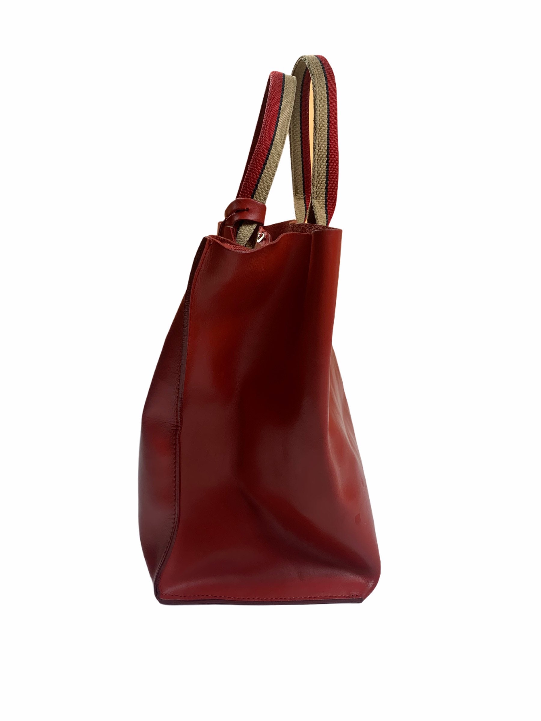 Vintage Furla leather bag tote shoulder bag red Etsy