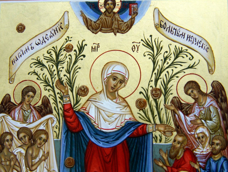 Virgin Mary Joy of All Who Sorrow Hand Painted image 2