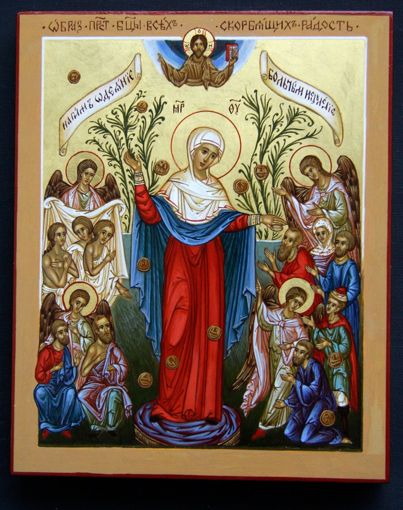 Virgin Mary Joy of All Who Sorrow Hand Painted image 1