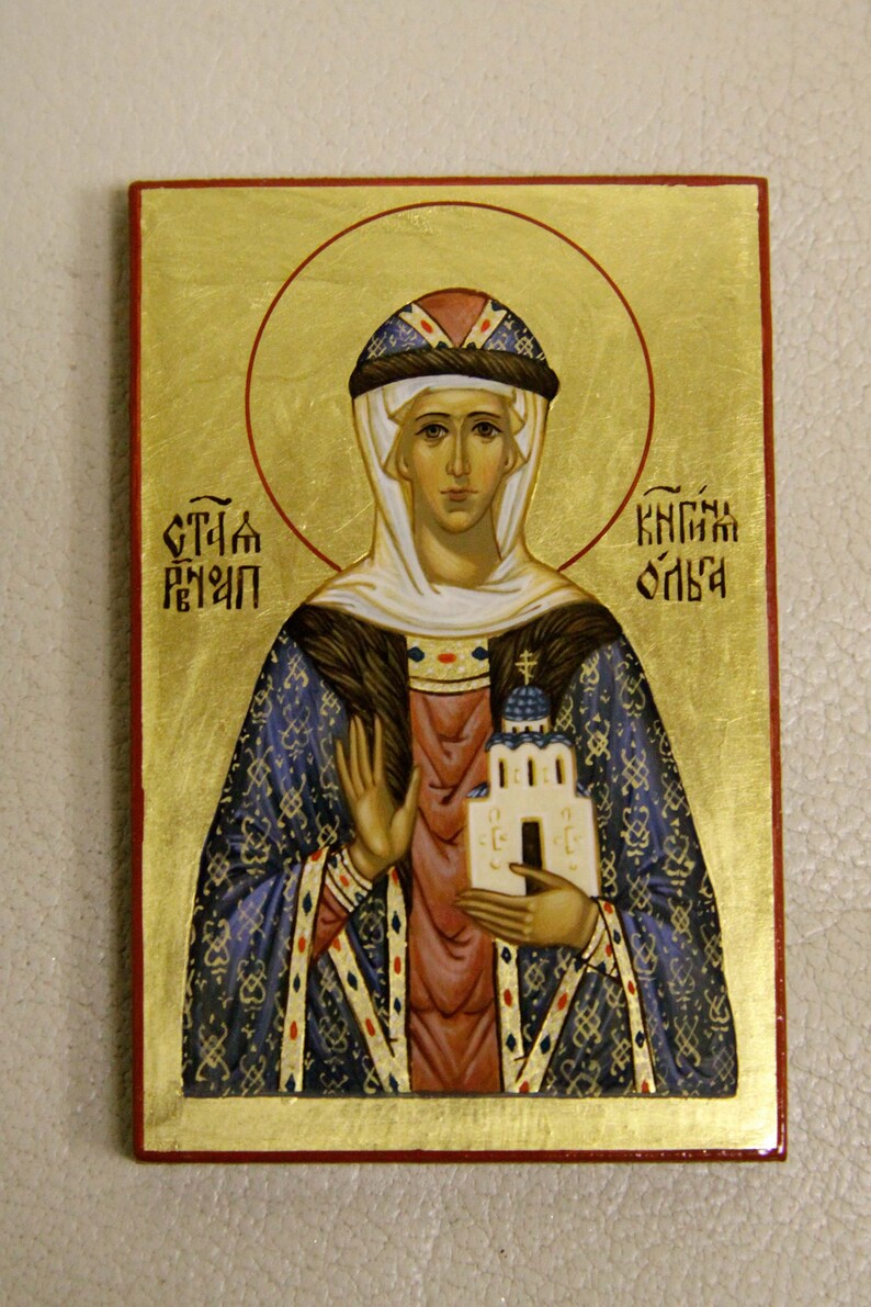 Saint Holy Princess Olga Hand Painted Icon Pocket Size image 2