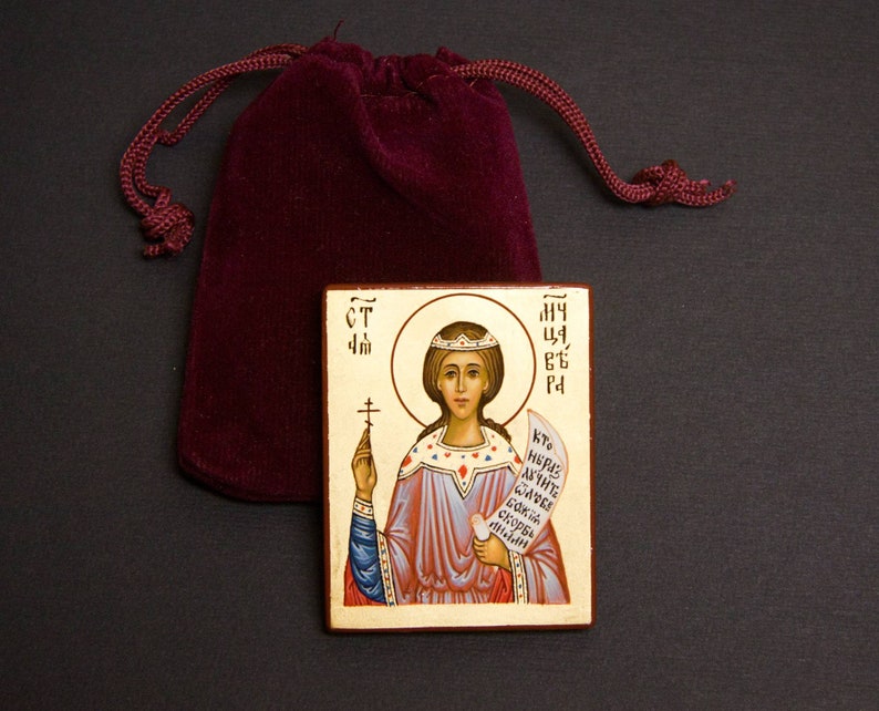 Saint holy martyr Vera Faith Hand Painted Icon Pocket Size image 2