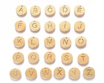 Lettres 304 breloques en acier inoxydable, breloques alphabet 10 mm