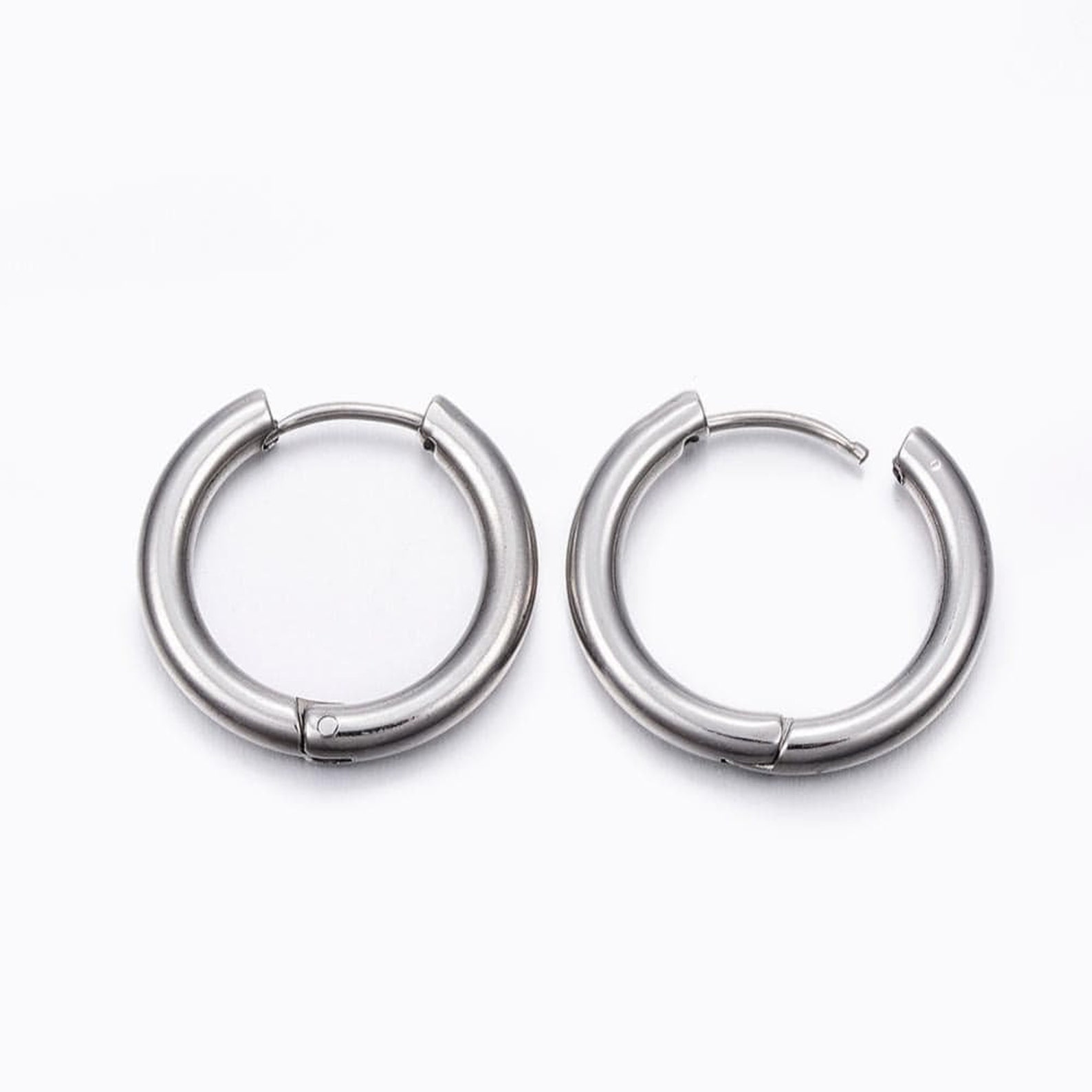 Stainless Steel Textured Hoop Earrings