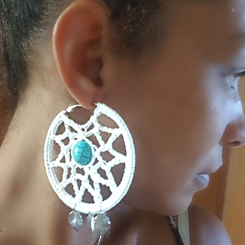 Dreamcatcher crochet hooks earrings with beads