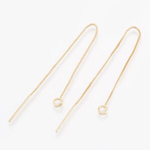 Brass Stud Earring Findings, with Loop, Ear Threads, 82~87mm long (2 PCS)