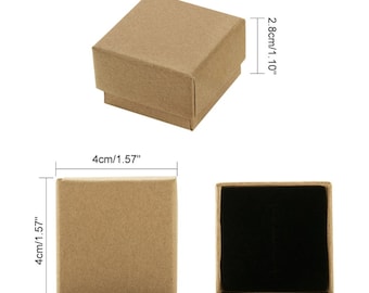 Boîte à bijoux en carton, boîte en papier kraft, avec éponge, carrée, BurlyWood 4x4cm (2 PCS)