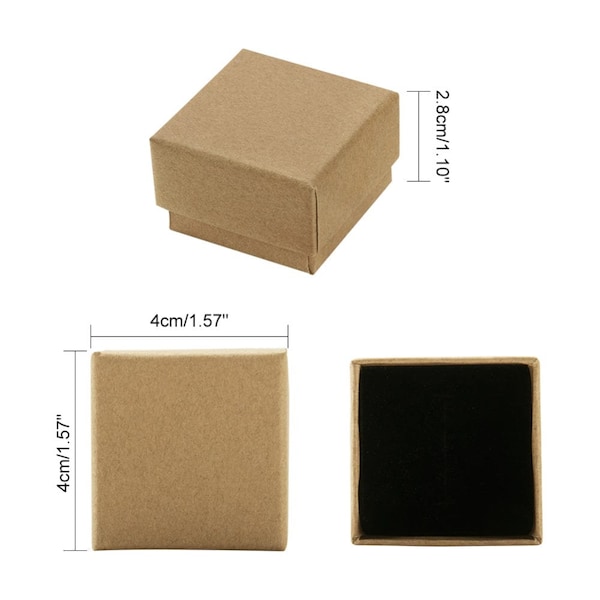 Karton Schmuckschatulle, Kraftpapier Box, mit Schwamm, Quadratisch, BurlyWood 4x4cm (2 PCS)