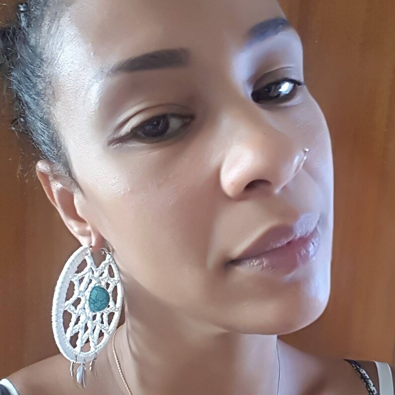 Dreamcatcher crochet hooks earrings with beads
