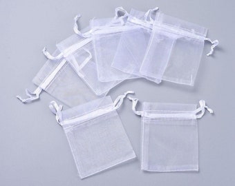 Organza Bags, White  7X9cm long.  (10 PCS)