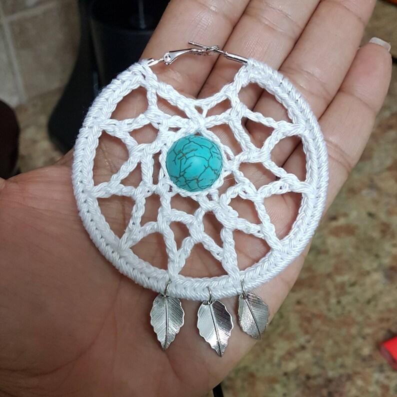 Dreamcatcher crochet hooks earrings with beads