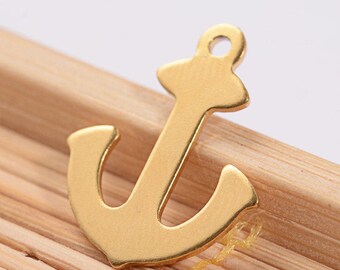 304 Stainless Steel Anchor Charms, Golden