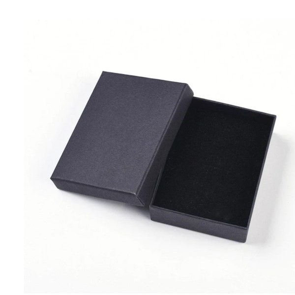 Boîtes à Bijoux en Carton, avec Éponge à l'intérieur, Noir 6.9x9cm (2 PCS)