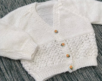 Personalized Hand-Knitted Baby Cardigan (3-6 Months)