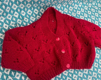 Hand-Knitted Baby Cardigan (3-6 Months) - Personalized Embroidery