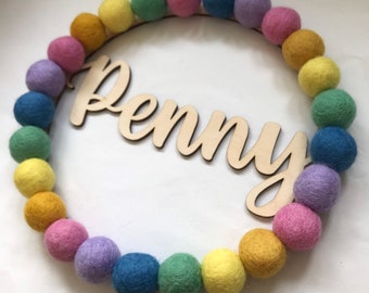 Felt Ball Name Hoop: Custom Nursery Decor, Child's Gift