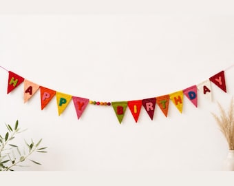 Handmade Felt Happy Birthday Banner | Reusable Kids Party Garland