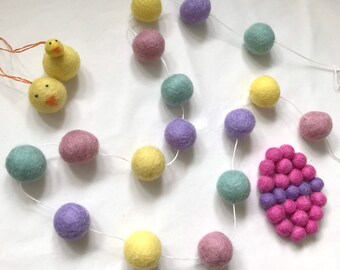 Easter Felt Ball Garland: Pastel Spring Decor