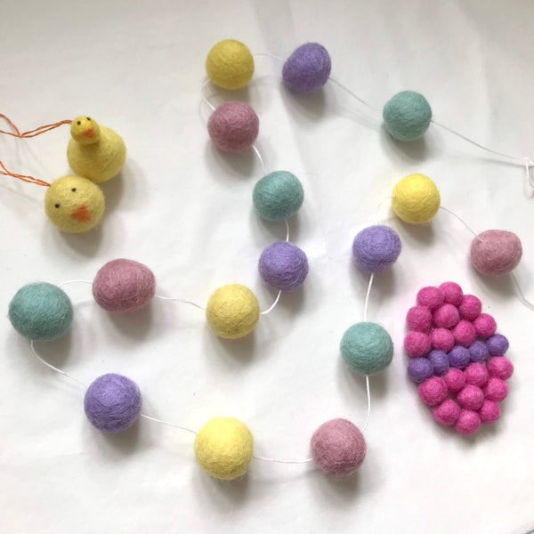 Easter Pom Pom Garland, Easter Felt Ball Garland, Pastel Garland, Room Decor, Easter Tree Decorations, Easter Decor, Spring decor