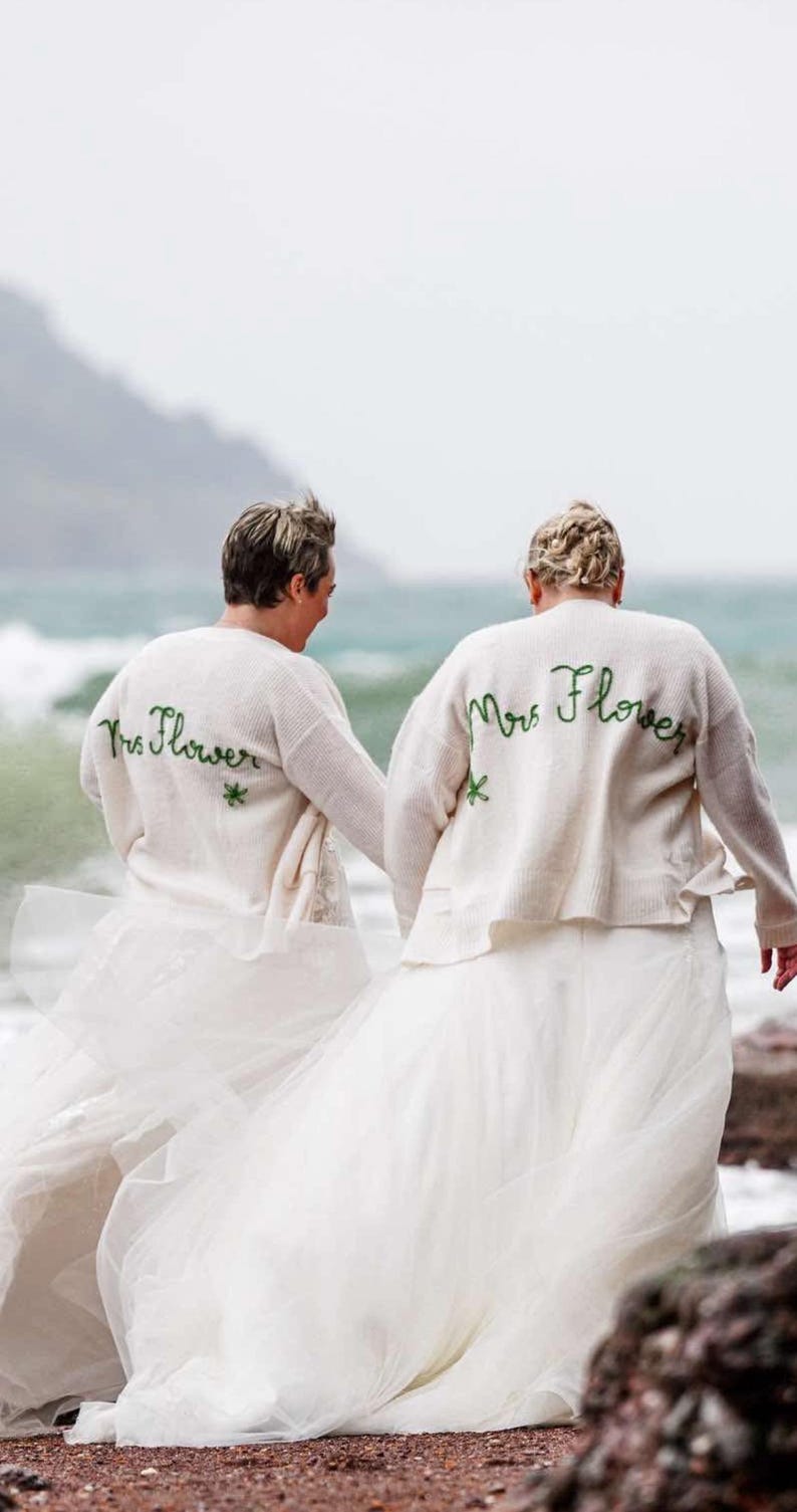 Wedding Cardigan Embroidery Send In Service: Personalised Bridal Cardigan image 5