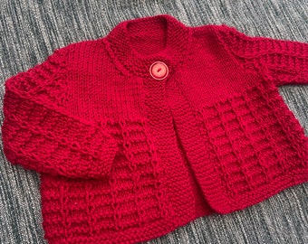 Hand-Knitted Baby Cardigan (3-6 Months) - Personalized Christmas Jumper