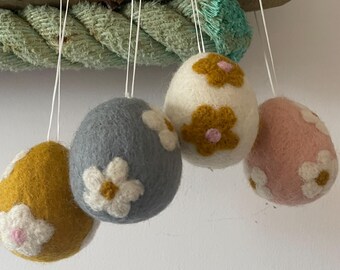 Handmade Felted Easter Egg Hanging Decoration: Easter Tree Ornaments
