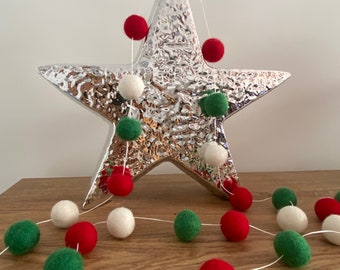Handmade Wool Felt Ball Christmas Garland: Festive Holiday Decor
