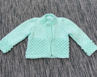 Hand-Knitted Baby Cardigan (0-3 Months) - Personalized Embroidery
