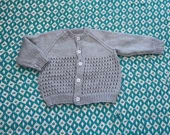 Personalized Hand-Knitted Baby Cardigan: Embroidered Name, 6-9 Months