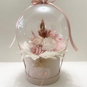 Bobo Bubble bouquet. Bobo balloon with  artificial flowers. Beautiful gift for any occasion. Personalised with any message