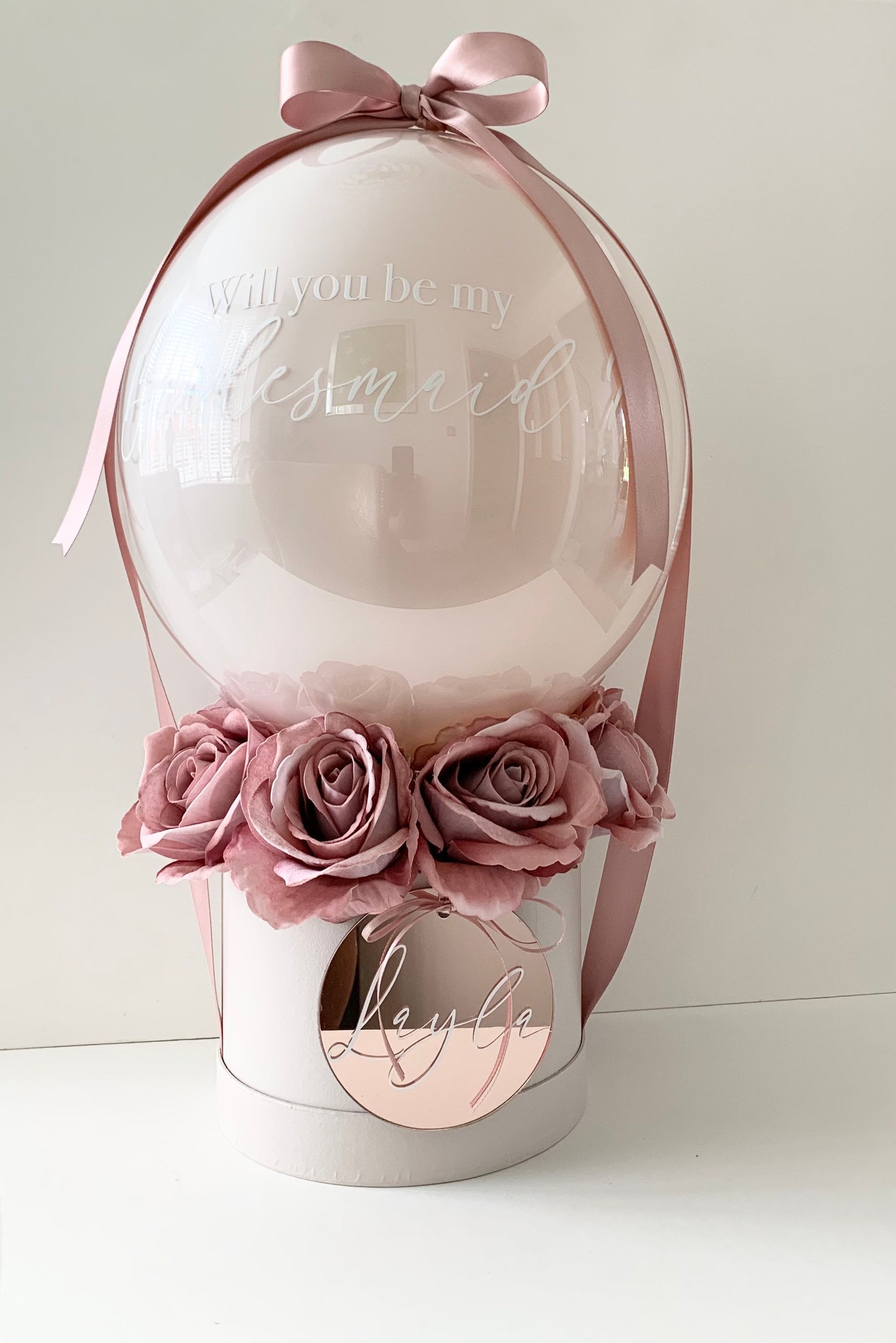 Bobo Bubble Balloon With Silk Roses Inside a Hat Box. Rose Etsy UK