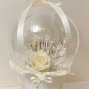 Small Bubble bouquet. Bobo balloon with  artificial  silk and dried  flowers. Beautiful gift for any occasion. Personalised with any message