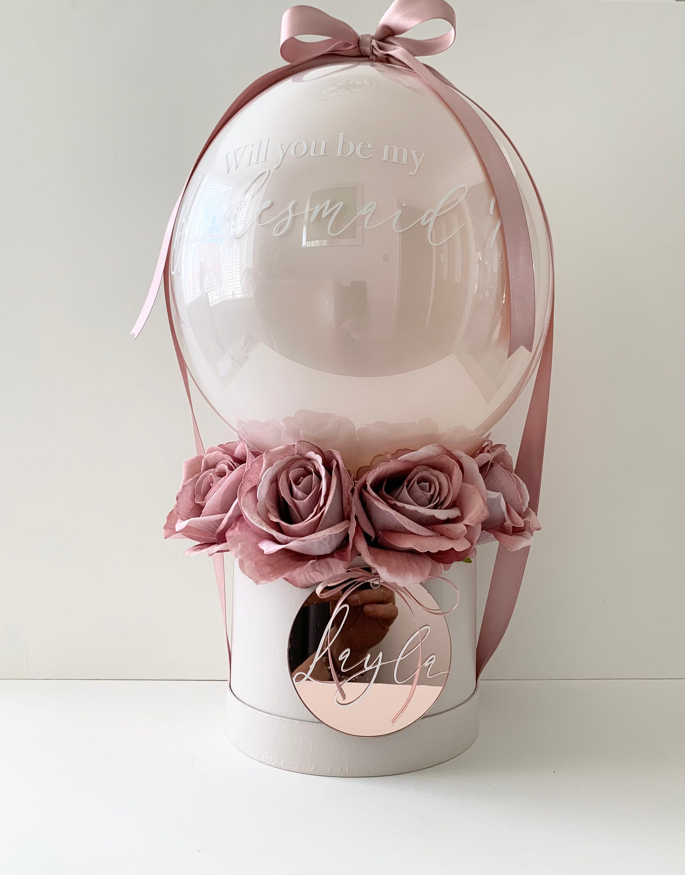 Bobo Bubble Balloon With Silk Roses Inside a Hat Box. Rose Etsy UK