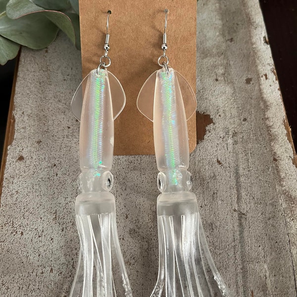 Squid Earrings, Silicone Earring, Dangle Earrings, Novelty Earrings, Quirky, Drop Earrings, Fish, Sea, Funny Earrings, Statement Earrings